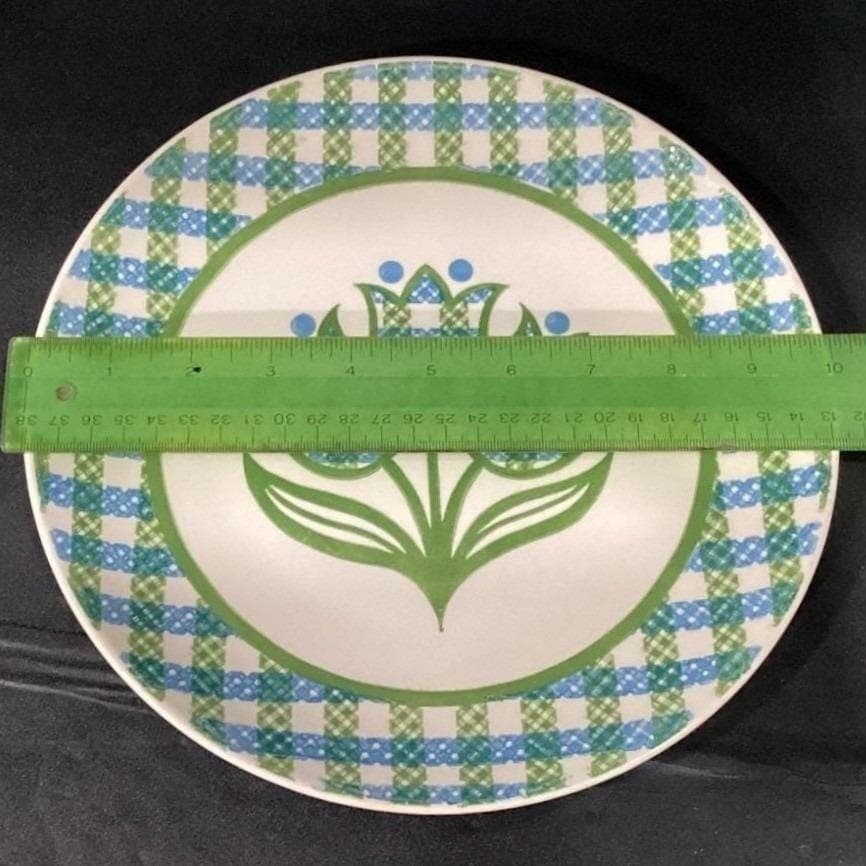 Royal China Cavalier "Gingham Garden" Dinner Plates, Set of 4, Vintage Ironstone - Thumbnail 2