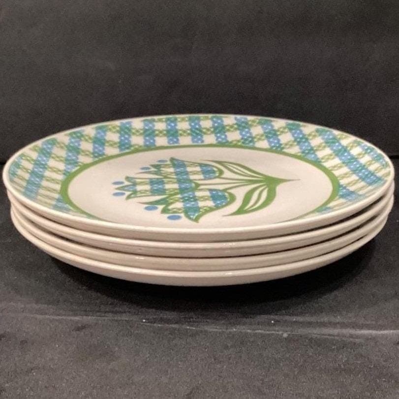Royal China Cavalier "Gingham Garden" Dinner Plates, Set of 4, Vintage Ironstone - Thumbnail 8
