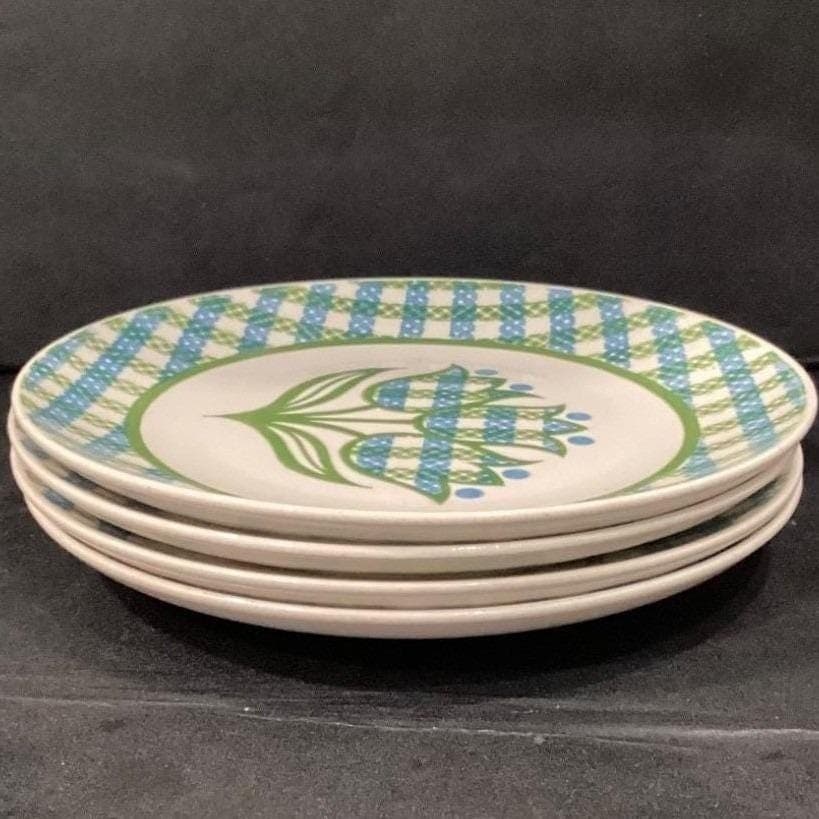 Royal China Cavalier "Gingham Garden" Dinner Plates, Set of 4, Vintage Ironstone - Thumbnail 10