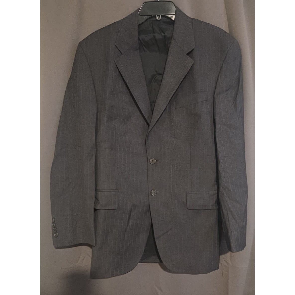 Lauren Ralph Lauren Grey Wool Pinstripe Blazer, Men's 41R Two Button Sport Coat - Thumbnail 3