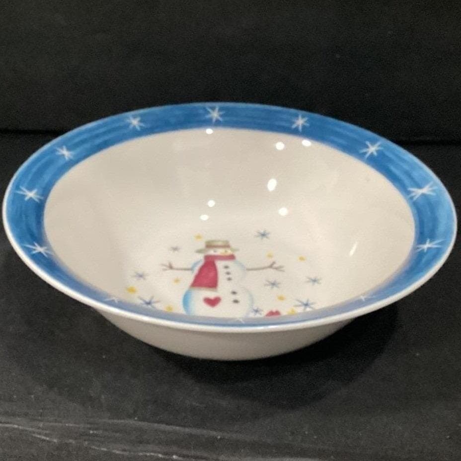 Holiday Home Christmas Snowman Serving Bowl, Vintage Ceramic Winter Tableware - Thumbnail 9
