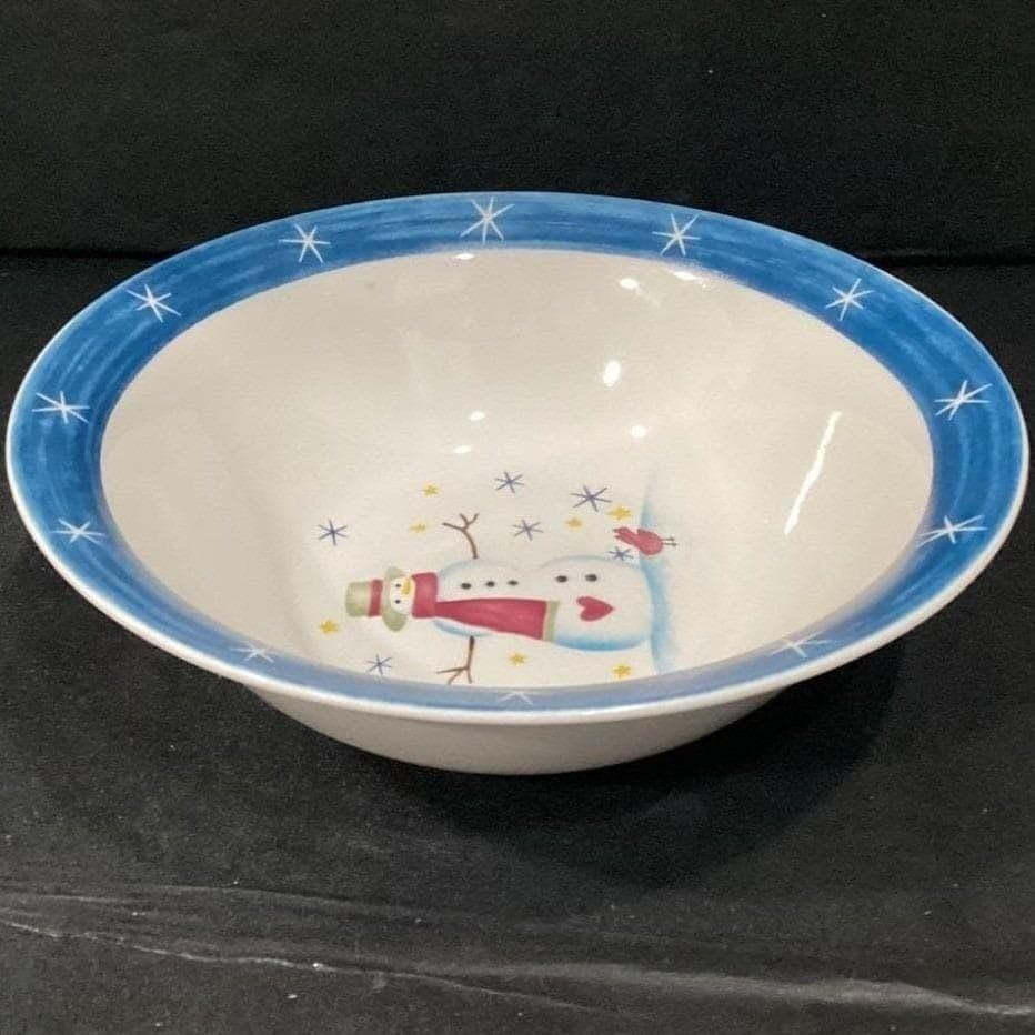 Holiday Home Christmas Snowman Serving Bowl, Vintage Ceramic Winter Tableware - Thumbnail 10