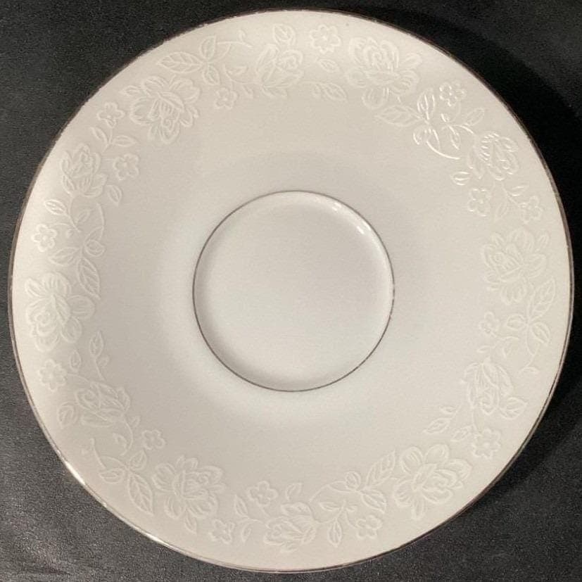 Crown Lancaster "Victorian Rose" Saucers, Set of 4, Vintage White Porcelain - Thumbnail 5
