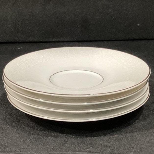 Crown Lancaster "Victorian Rose" Saucers, Set of 4, Vintage White Porcelain - Thumbnail 8
