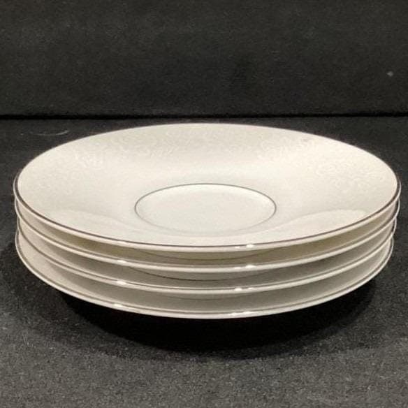 Crown Lancaster "Victorian Rose" Saucers, Set of 4, Vintage White Porcelain - Thumbnail 9