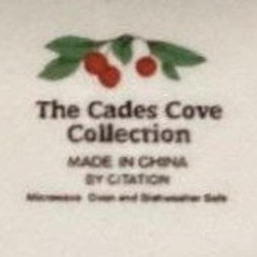 Citations "Cade Cove" Saucers, Set of 4, Green Scenic Transferware, Bone China - Thumbnail 3