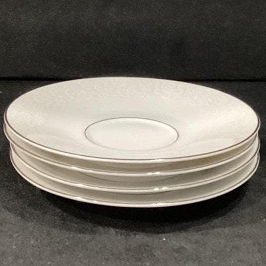 Crown Lancaster "Victorian Rose" Saucers, Set of 4, Vintage White Porcelain - Thumbnail 11