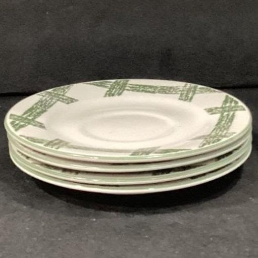 Citations "Cade Cove" Saucers, Set of 4, Green Scenic Transferware, Bone China - Thumbnail 9