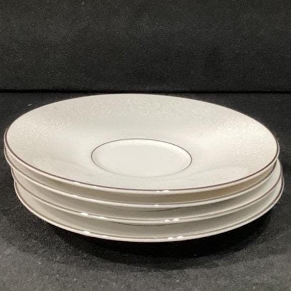 Crown Lancaster "Victorian Rose" Saucers, Set of 4, Vintage White Porcelain - Thumbnail 10