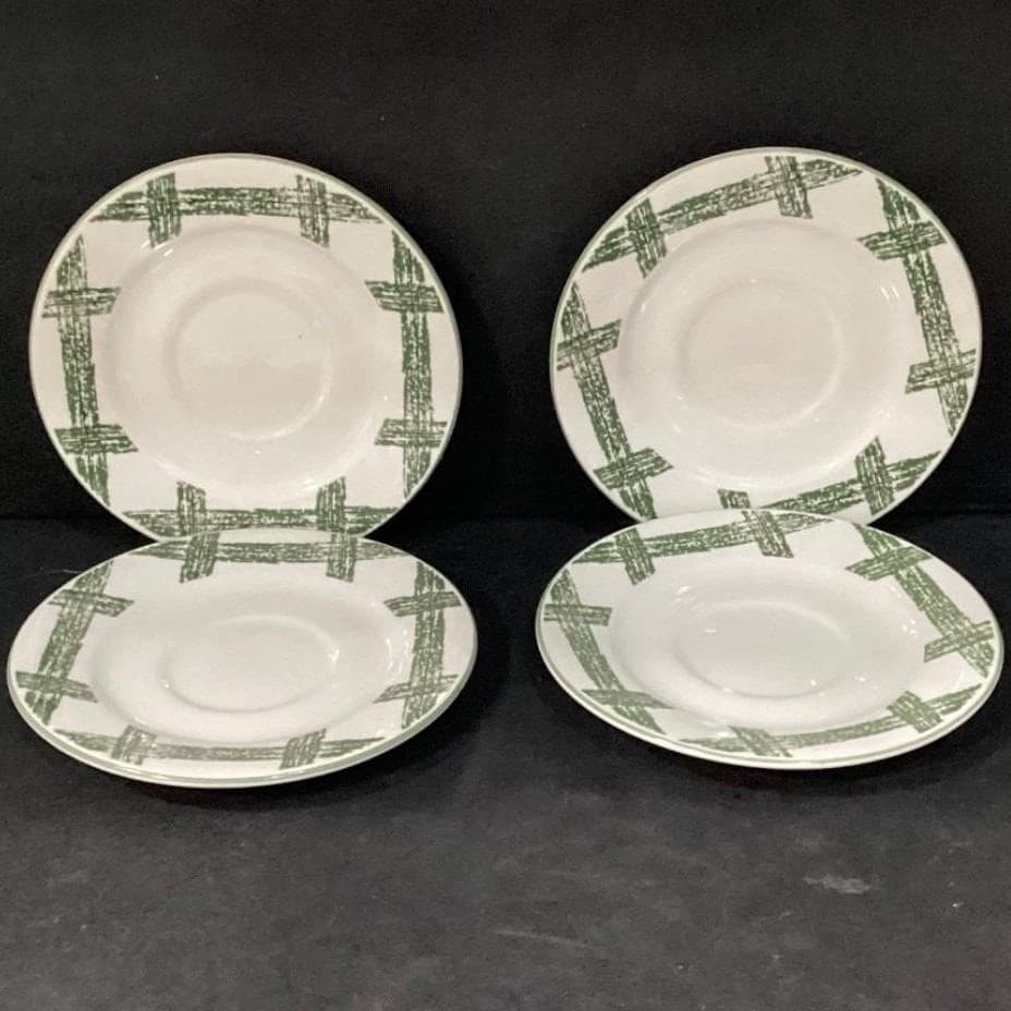 Citations "Cade Cove" Saucers, Set of 4, Green Scenic Transferware, Bone China - Thumbnail 6