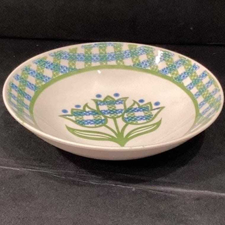 Royal China Cavalier "Gingham Garden" Serving Bowl, Vintage Tulip Floral Pattern - Thumbnail 6
