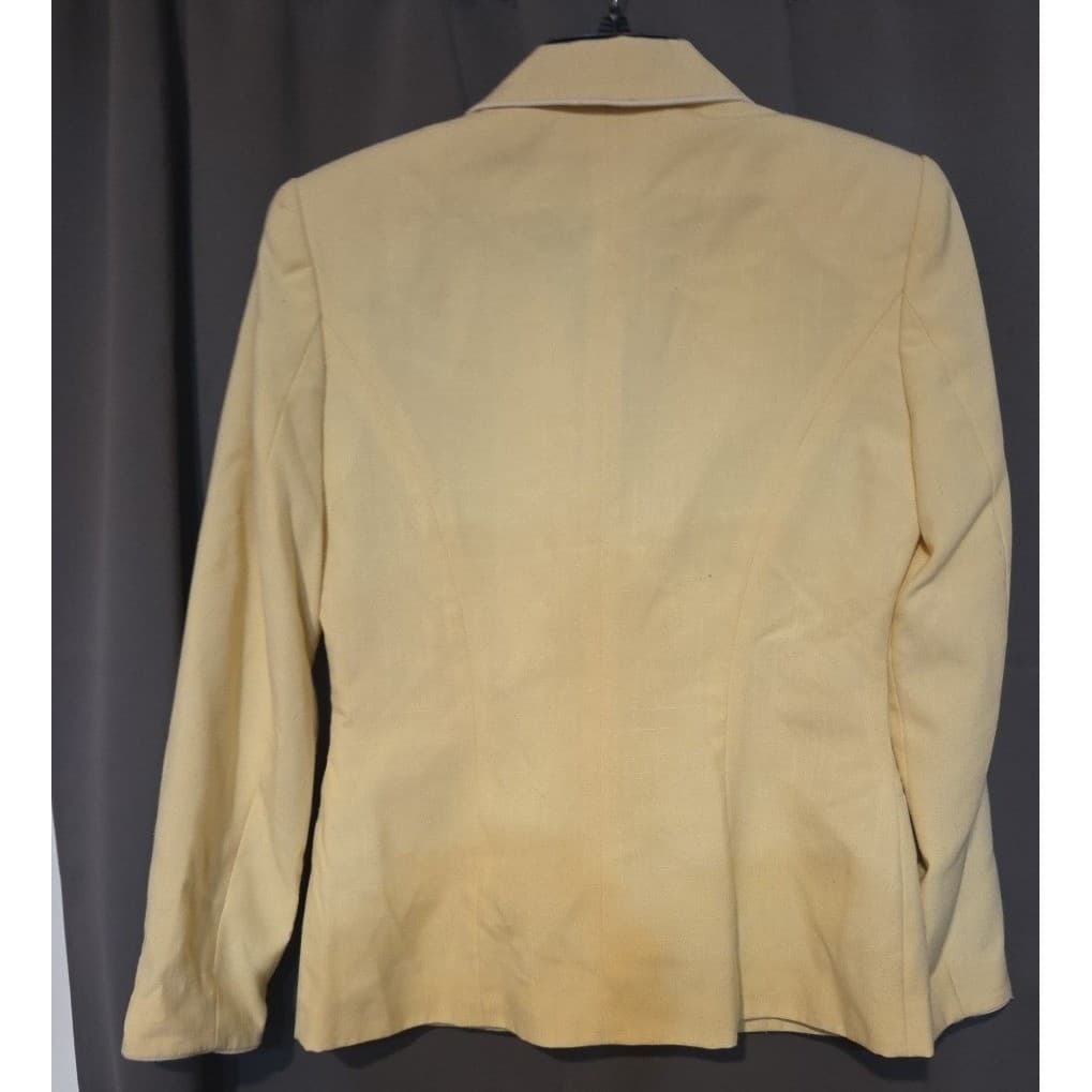 Valentino Giovanni Vintage Pastel Yellow Blazer, White Contrast Piping, 3-Button - Thumbnail 4