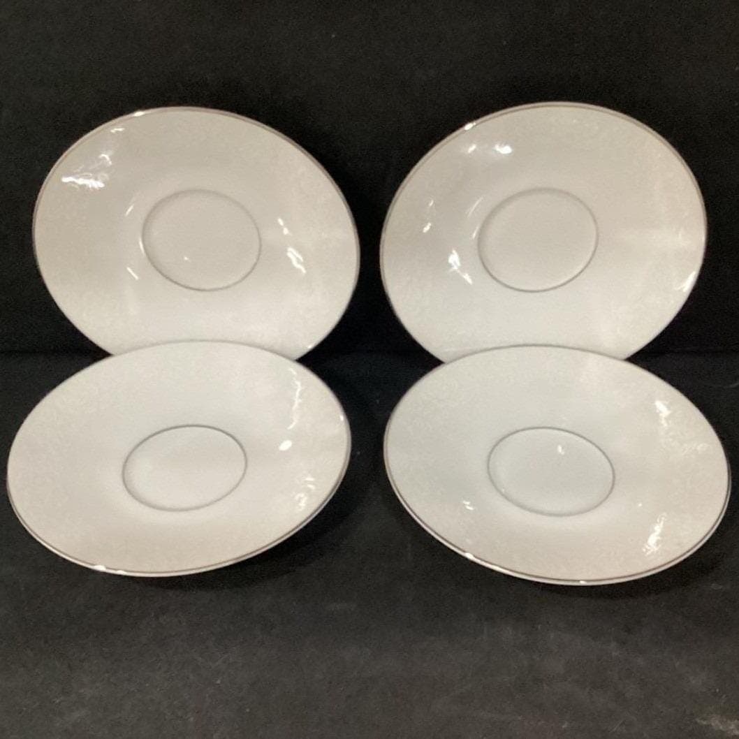Crown Lancaster "Victorian Rose" Saucers, Set of 4, Vintage White Porcelain - Thumbnail 7
