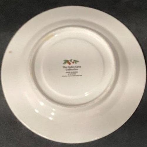 Citations "Cade Cove" Saucers, Set of 4, Green Scenic Transferware, Bone China - Thumbnail 4