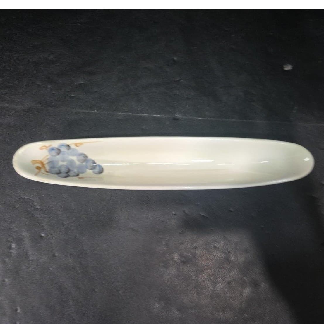 WCL Ceramic Olive Boat, Vintage Grape Design Relish Dish, Replacement Tableware - Thumbnail 3