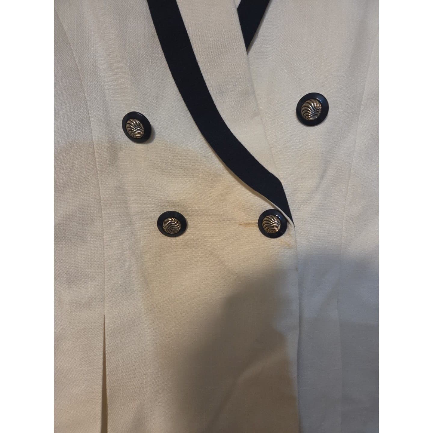 Suitsme Vintage Cream Blazer, Black Contrast Shawl Lapel, Double Breasted Size 6 - Thumbnail 6