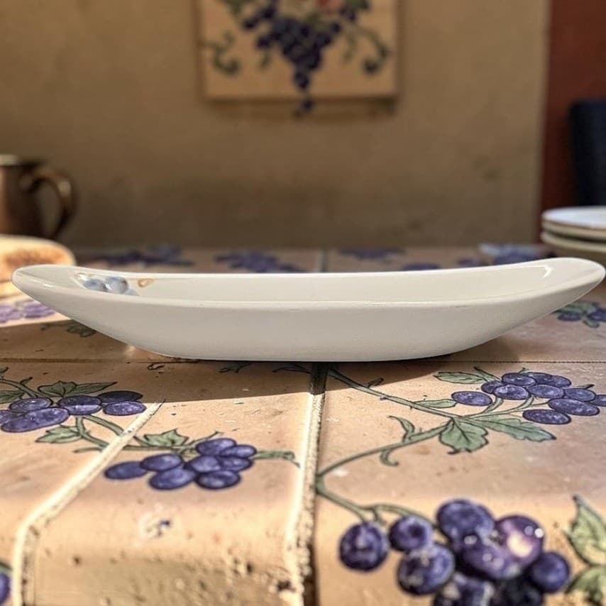 WCL Ceramic Olive Boat, Vintage Grape Design Relish Dish, Replacement Tableware