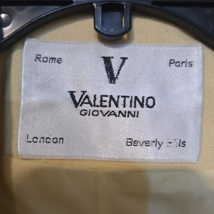 Valentino Giovanni Vintage Pastel Yellow Blazer, White Contrast Piping, 3-Button - Thumbnail 5