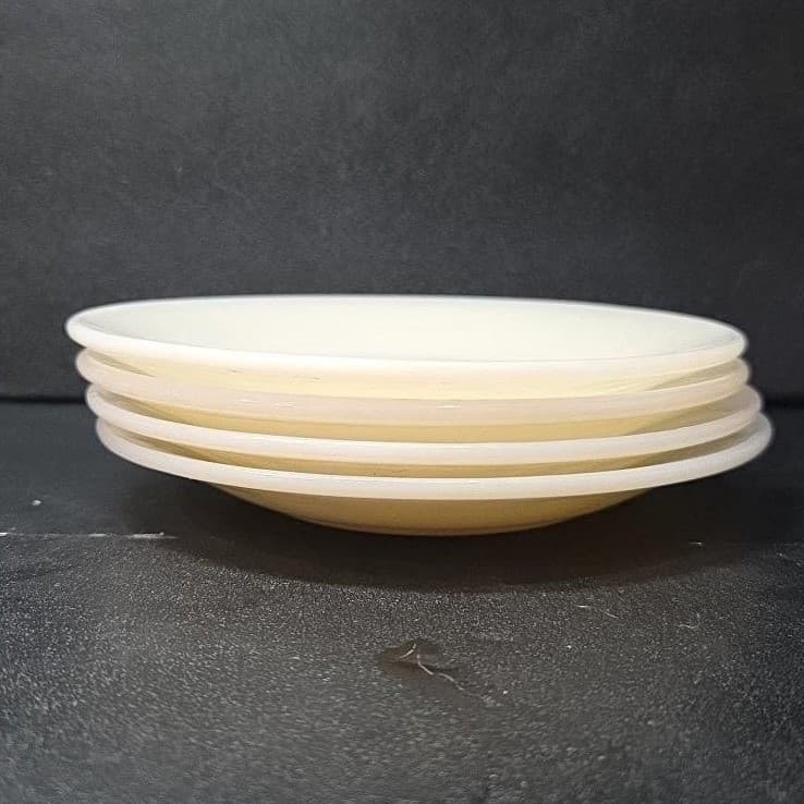 Anchor Hocking Fire King Milk Glass Saucers, Set of 4, Off White Dinnerware - Thumbnail 8