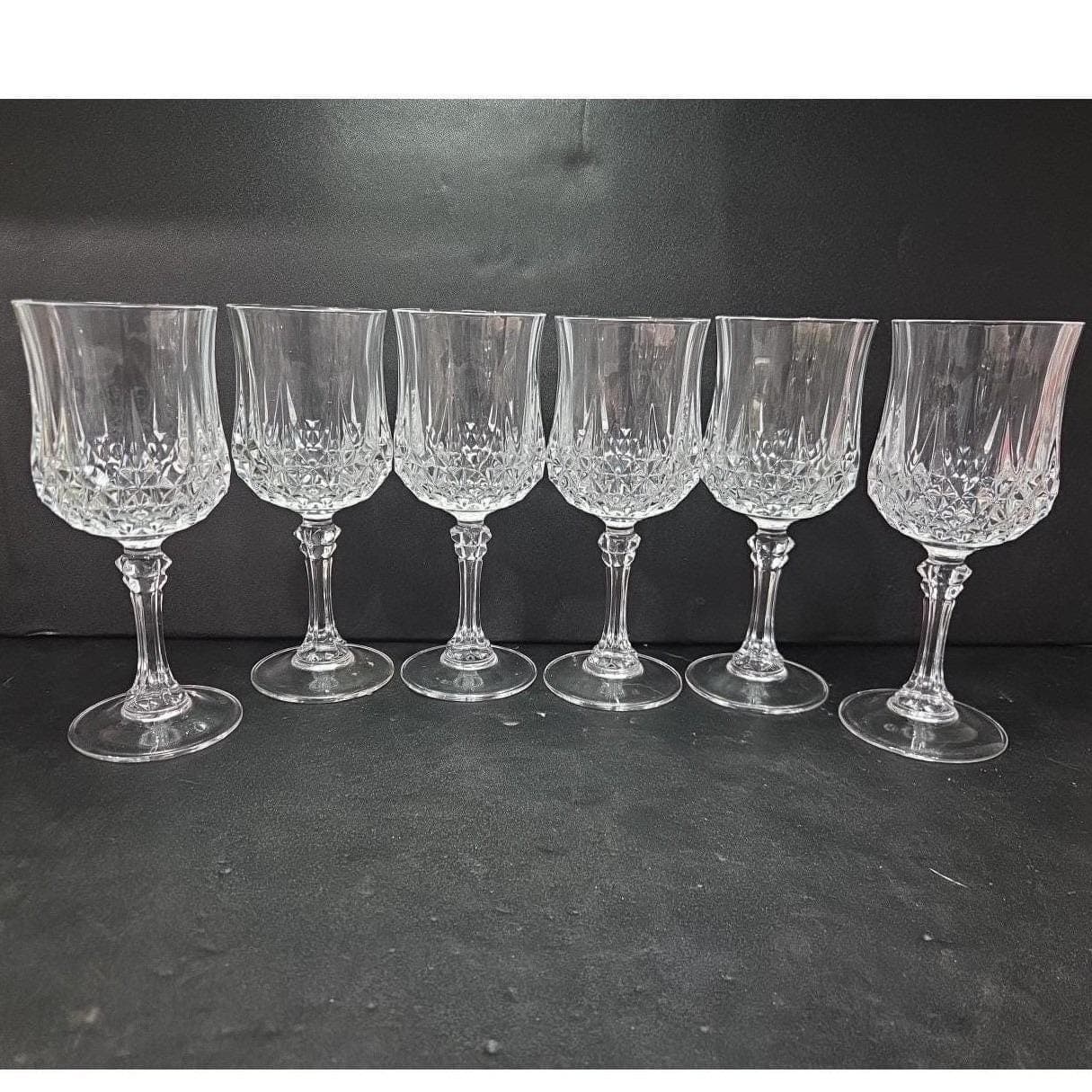Cristal D'Arques Longchamp Water Goblets, Set of 6, Vintage Wine Glasses - Thumbnail 7