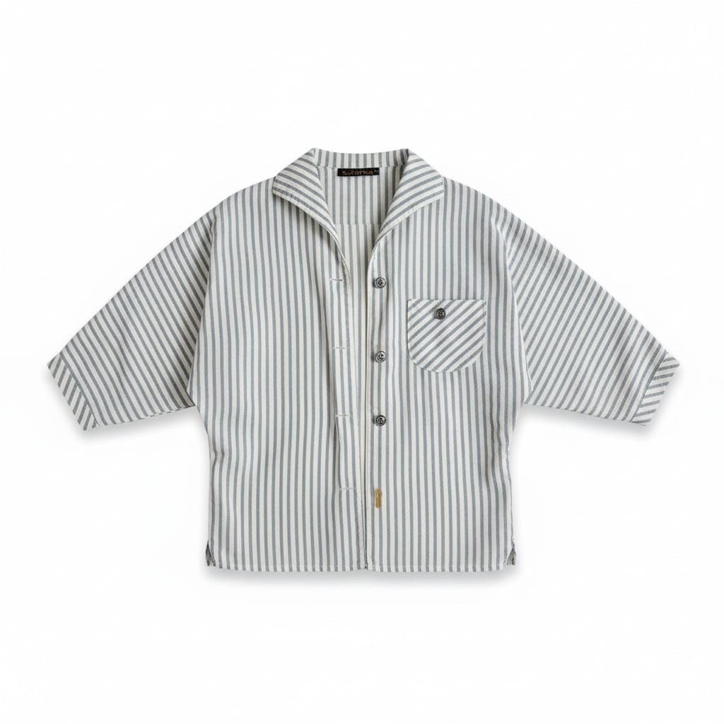 Collegiana Blue White Striped Dolman Sleeve Button Up, Vtg Shirt, Crest Button