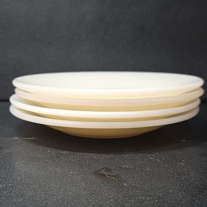 Anchor Hocking Fire King Milk Glass Saucers, Set of 4, Off White Dinnerware - Thumbnail 9