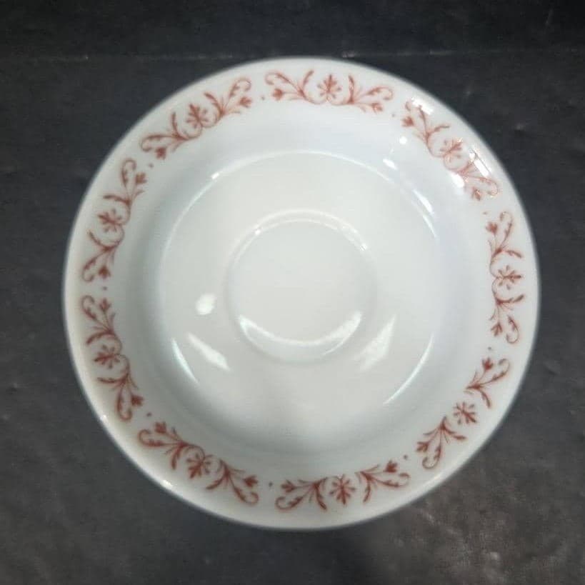 Anchor Hocking Milk Glass Teacup Saucer #947, Copper Filigree Plate, Tableware - Thumbnail 3