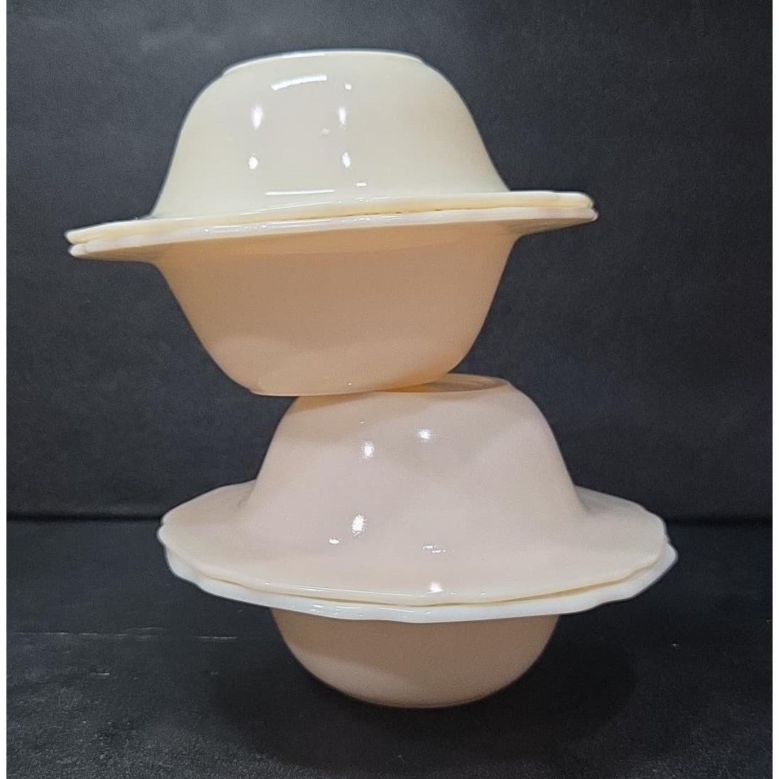 Indiana Glass Orange Blossom Dessert Bowls, Set of 4, Vtg Off White Tableware - Thumbnail 9