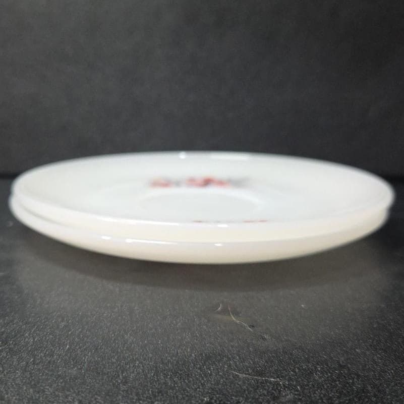 Anchor Hocking Fire King Primrose Saucers, Set of 2, Vintage Floral Milk Glass - Thumbnail 8