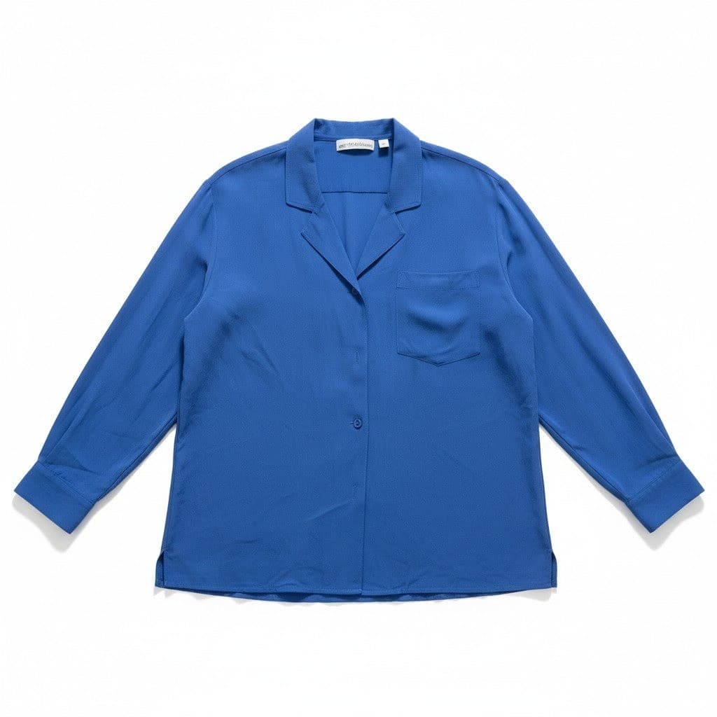 Peter Martin Silk Collection Royal Blue Button Down, Notch Lapel, Woman's Small