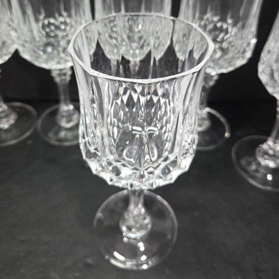 Cristal D'Arques Longchamp Water Goblets, Set of 6, Vintage Wine Glasses - Thumbnail 4