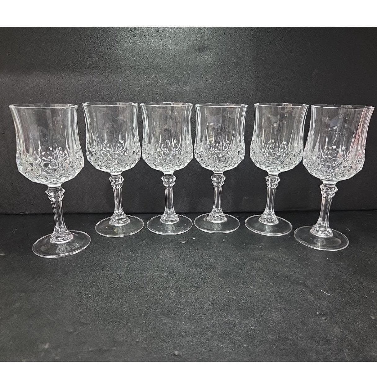 Cristal D'Arques Longchamp Water Goblets, Set of 6, Vintage Wine Glasses - Thumbnail 8