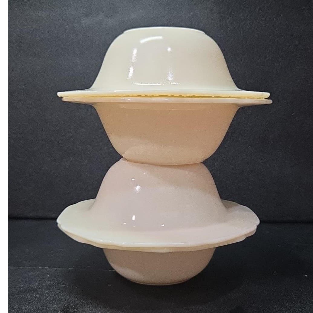 Indiana Glass Orange Blossom Dessert Bowls, Set of 4, Vtg Off White Tableware - Thumbnail 7