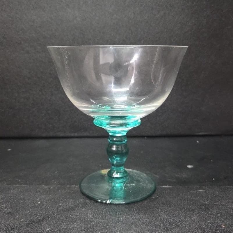 Marquis Waterford Bermuda Green Champagne Coupe, Vintage Cut Crystal Stemware - Thumbnail 4