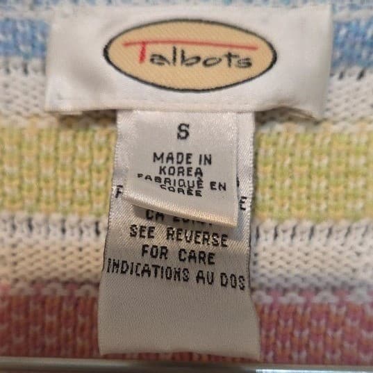 Talbots Pastel Multi Color Geometric Block Zip Up, Woman's Small Cotton Cardigan - Thumbnail 5
