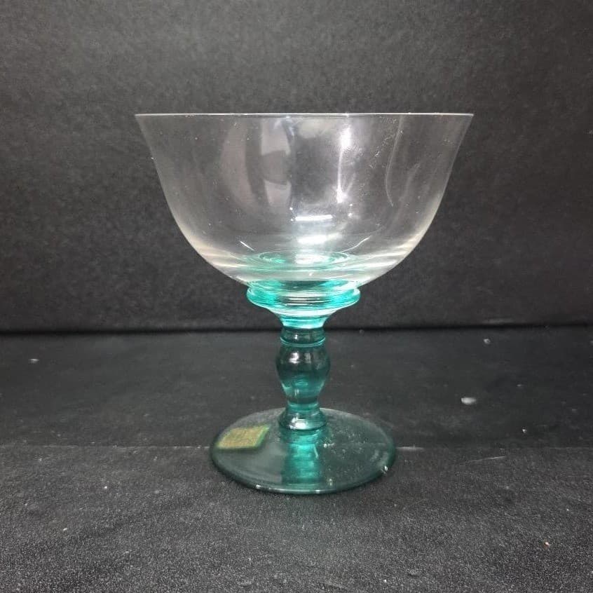 Marquis Waterford Bermuda Green Champagne Coupe, Vintage Cut Crystal Stemware - Thumbnail 3