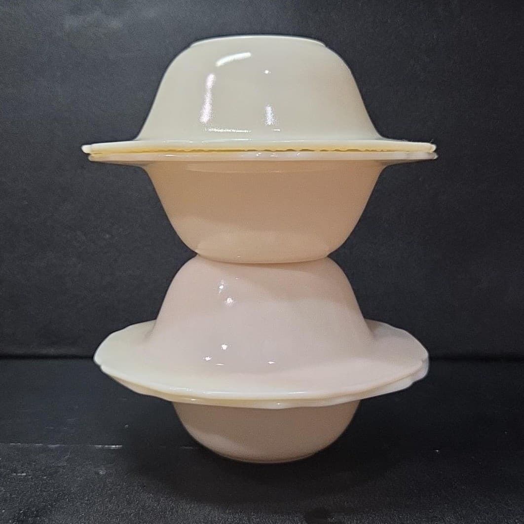 Indiana Glass Orange Blossom Dessert Bowls, Set of 4, Vtg Off White Tableware - Thumbnail 10