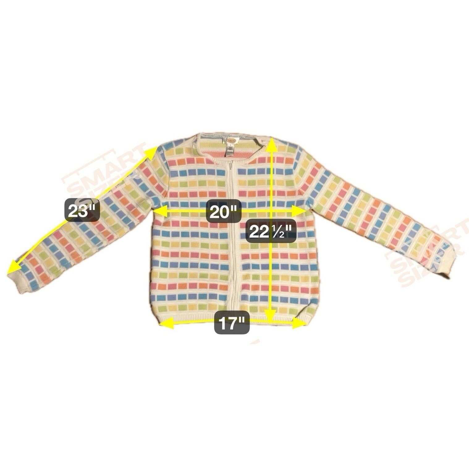 Talbots Pastel Multi Color Geometric Block Zip Up, Woman's Small Cotton Cardigan - Thumbnail 2