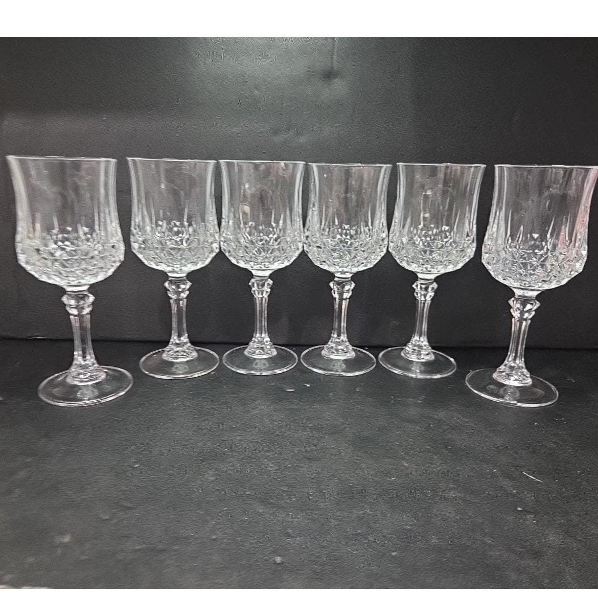 Cristal D'Arques Longchamp Water Goblets, Set of 6, Vintage Wine Glasses - Thumbnail 9