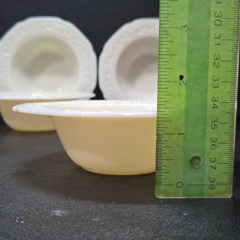 Indiana Glass Orange Blossom Dessert Bowls, Set of 4, Vtg Off White Tableware - Thumbnail 6