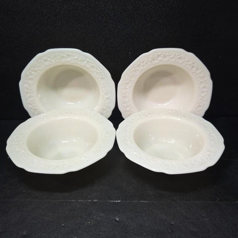 Indiana Glass Orange Blossom Dessert Bowls, Set of 4, Vtg Off White Tableware - Thumbnail 2