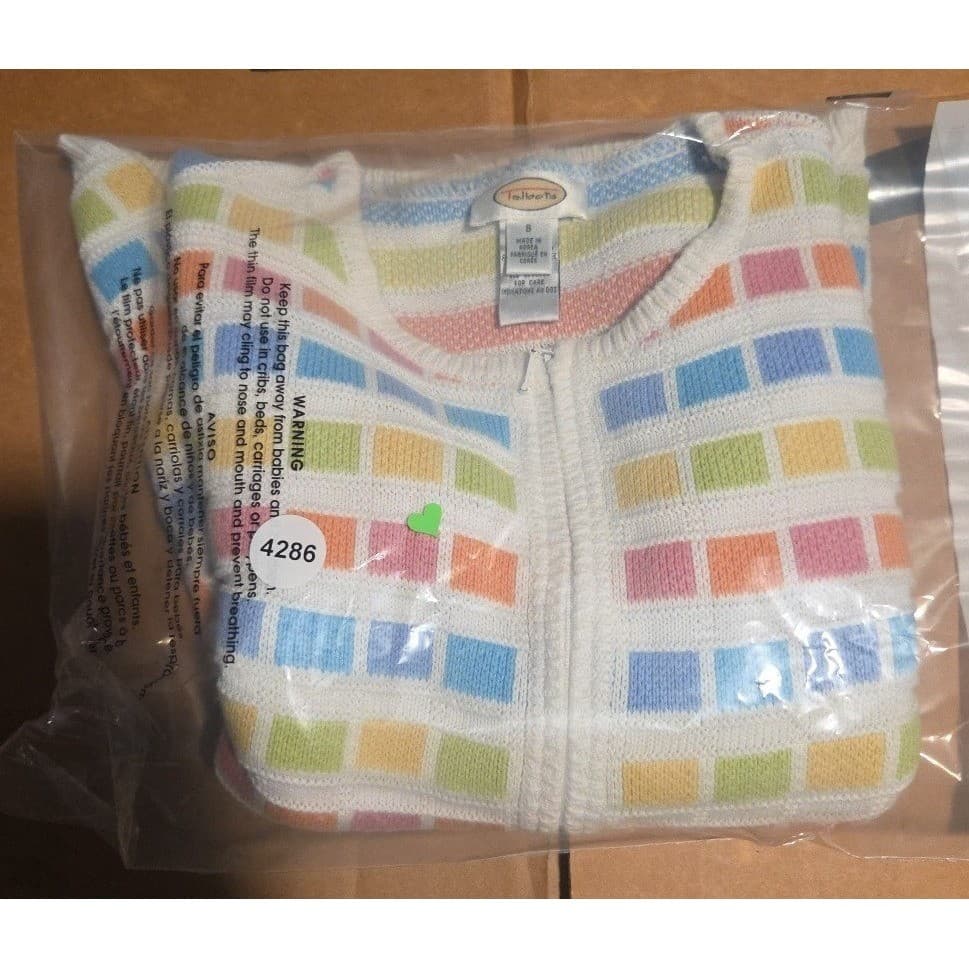Talbots Pastel Multi Color Geometric Block Zip Up, Woman's Small Cotton Cardigan - Thumbnail 9