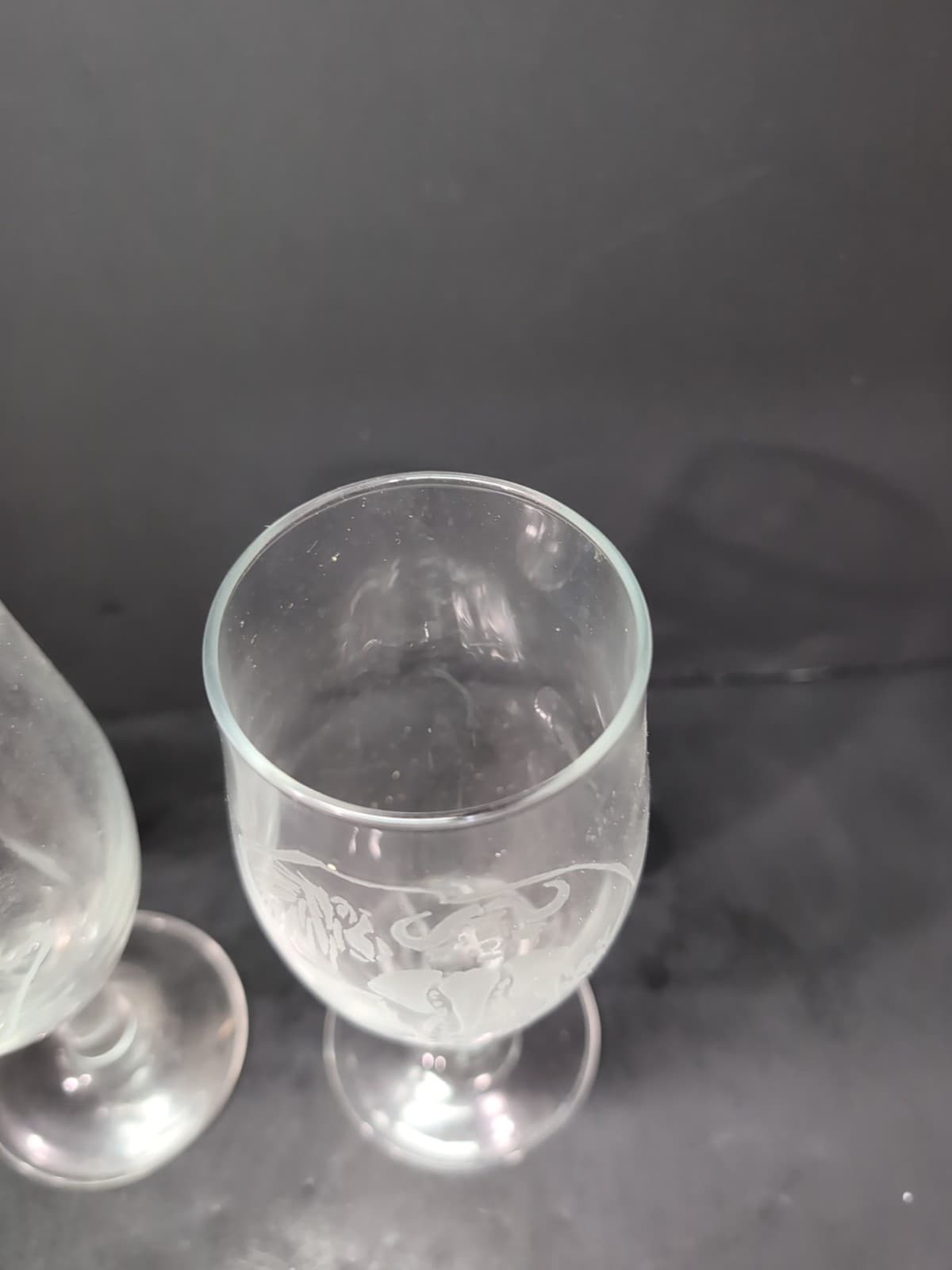African Zoo Animals Glass Water Goblets, Etched Glasses, Chintz, Goblet Pair - Thumbnail 5