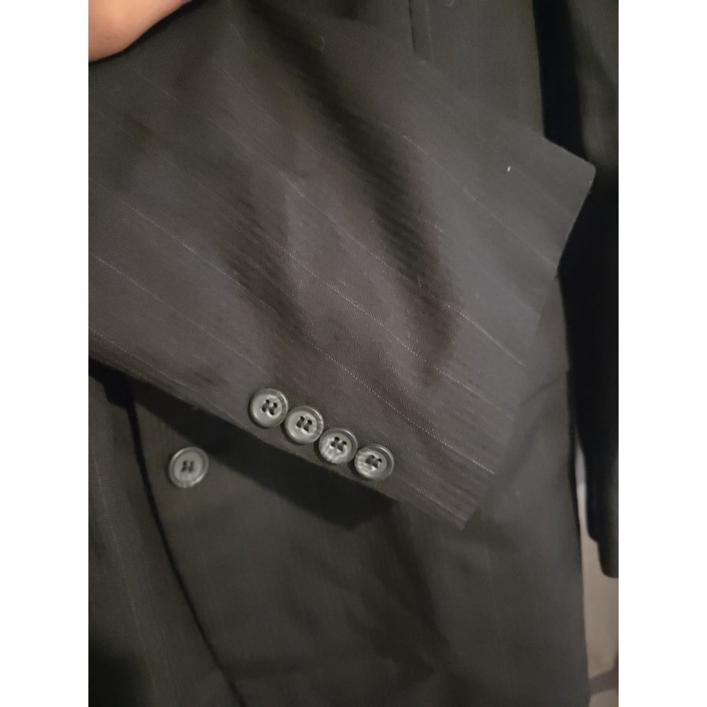 JD Christopher London New York Black Pinstripe Wool Blend Blazer, Men's 40R - Thumbnail 8