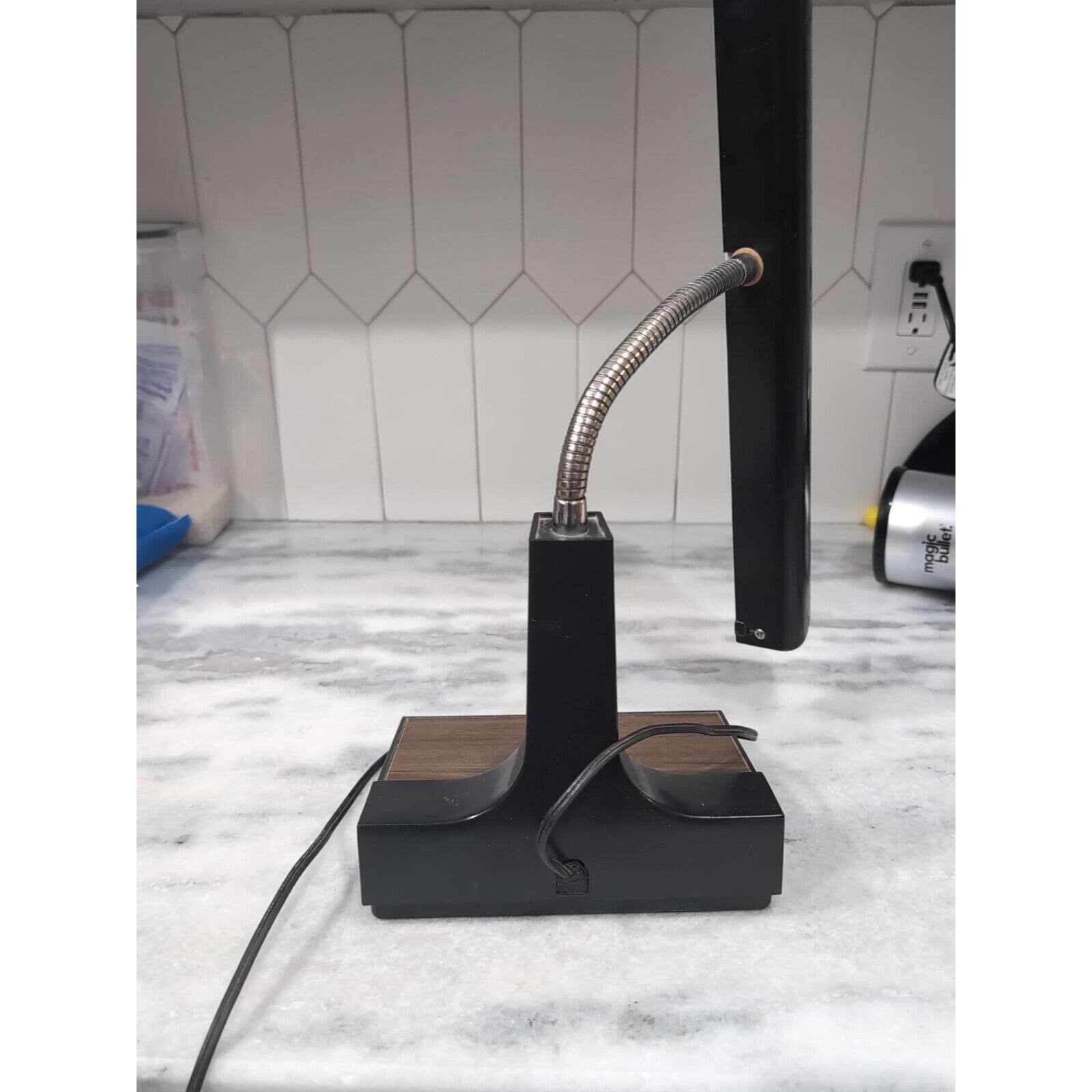 Gooseneck Lamp Black Wood Grain, UL Tested, Vintage Desk Light, Task Lighting - Thumbnail 7