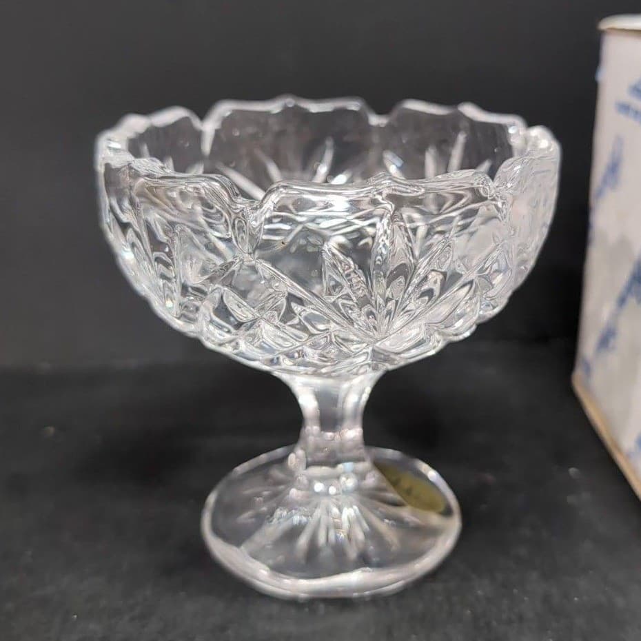 Princess House Royal Highlights Footed Dessert Bowl #801, Vtg Crystal Stemware - Thumbnail 6