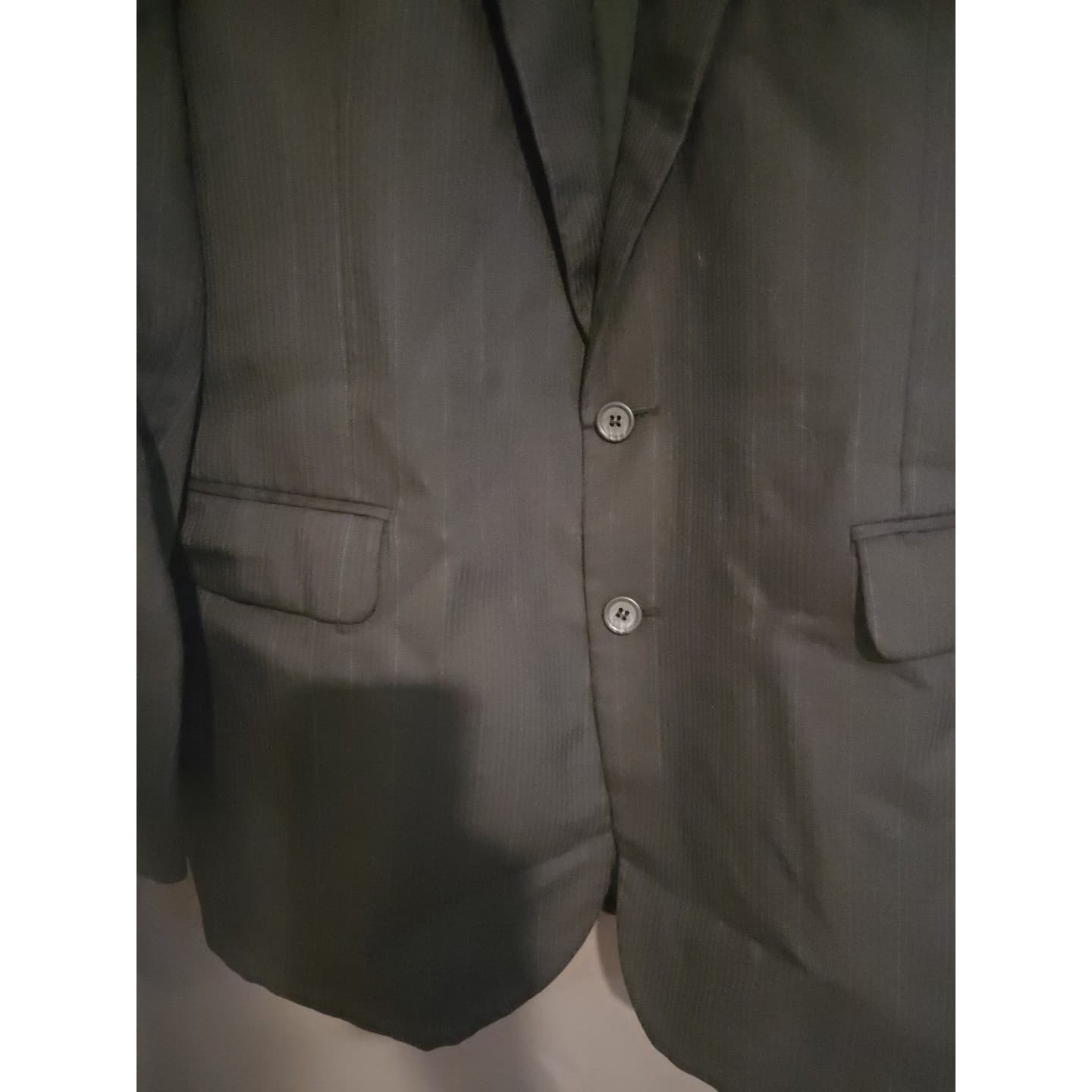 JD Christopher London New York Black Pinstripe Wool Blend Blazer, Men's 40R - Thumbnail 7