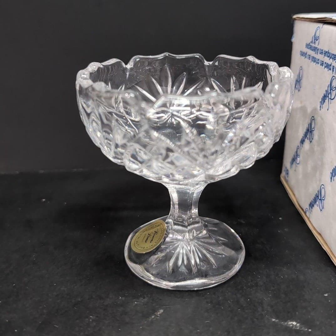 Princess House Royal Highlights Footed Dessert Bowl #801, Vtg Crystal Stemware - Thumbnail 4