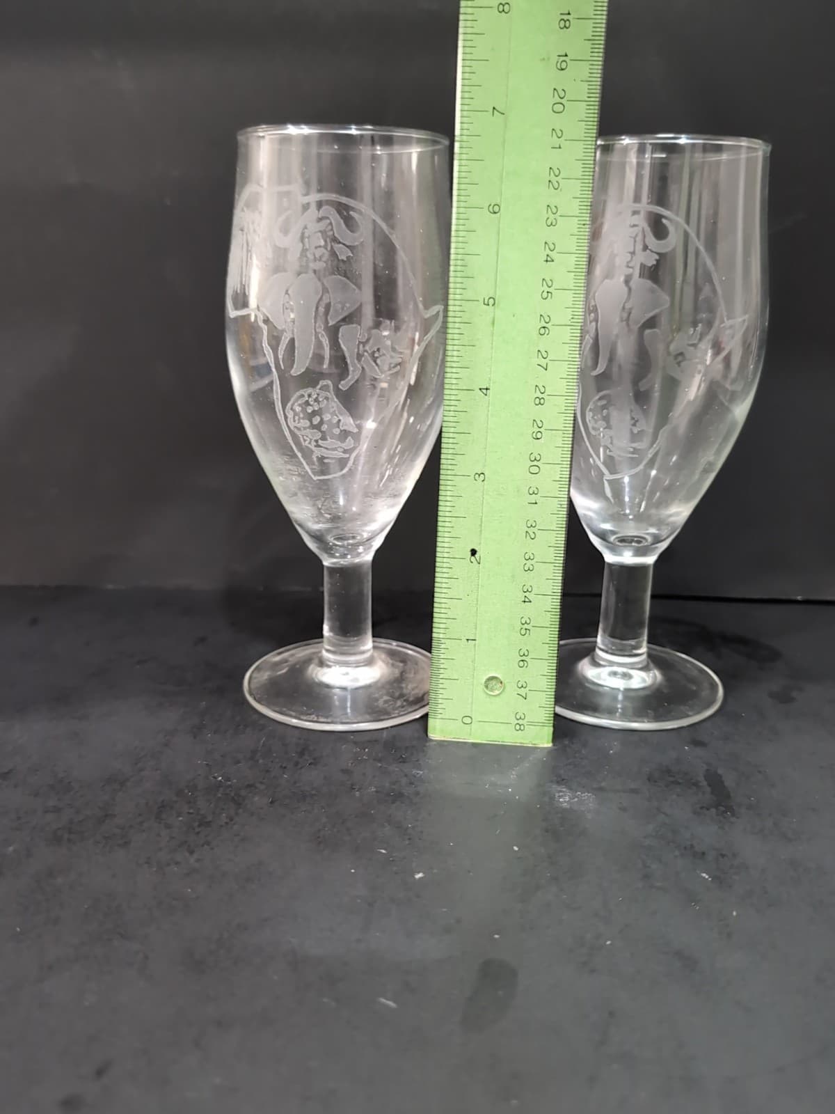 African Zoo Animals Glass Water Goblets, Etched Glasses, Chintz, Goblet Pair - Thumbnail 8