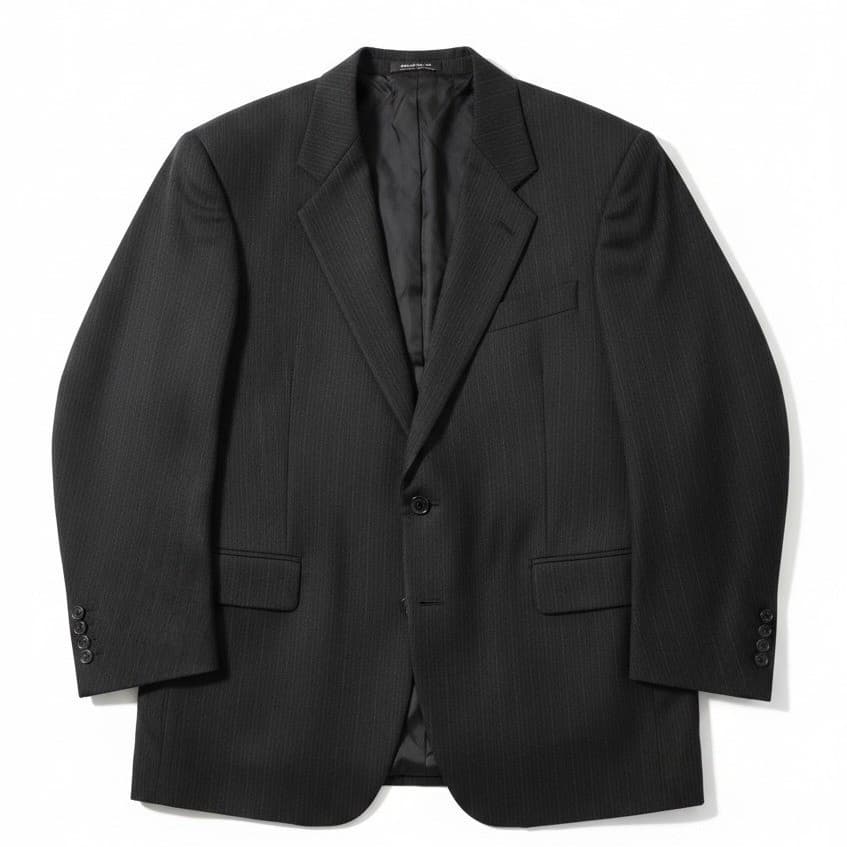 JD Christopher London New York Black Pinstripe Wool Blend Blazer, Men's 40R